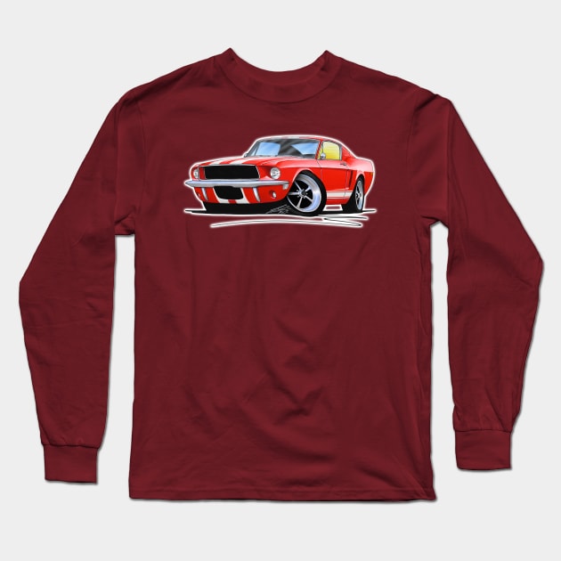 Ford Mustang (67) Red (Stripes) Long Sleeve T-Shirt by y30man5